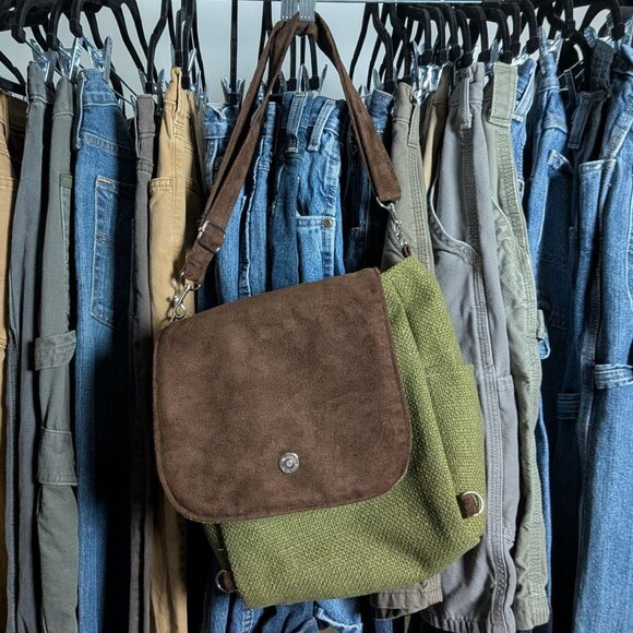 Canvas and suede women's shoulder bag - Picture 4 of 4